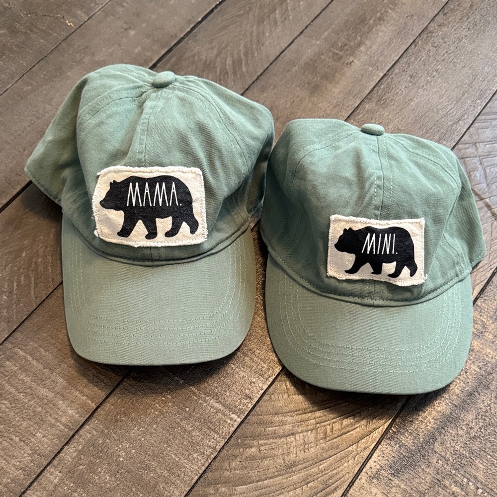 Rae Dunn Sage Green Mama & Mini Bear hats